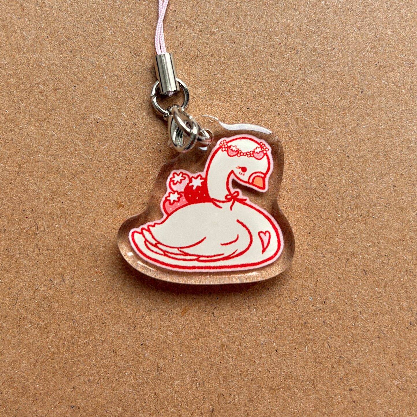 strawberry swan acrylic phone charm