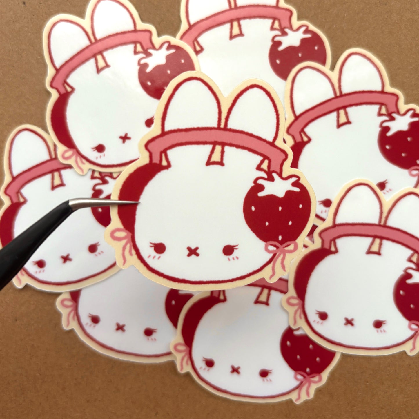 strawberry headphone bunny vinyl sticker