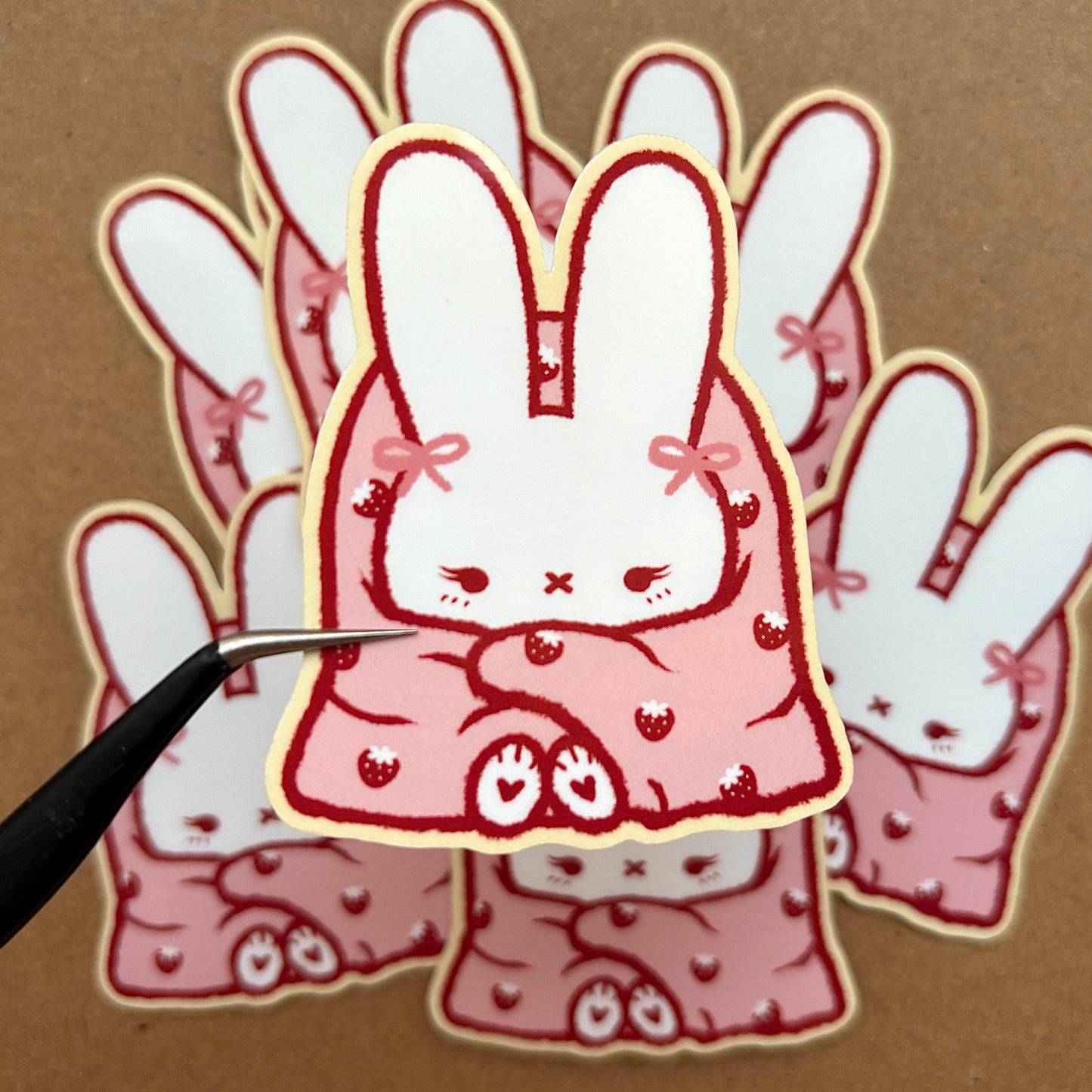 strawberry blanket bunny vinyl sticker