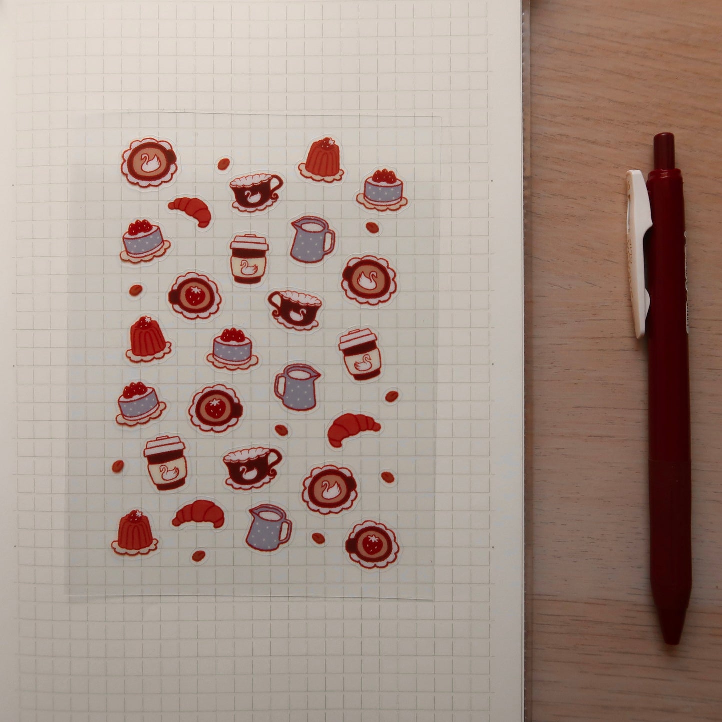 strawberry swan cafe sticker sheet