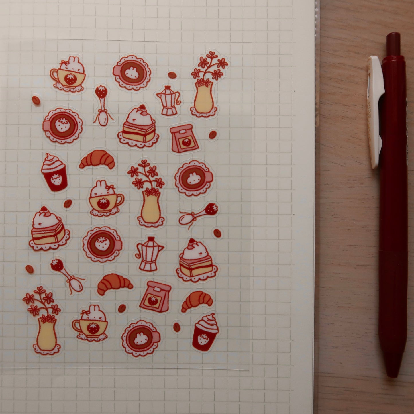 strawberry bunny cafe sticker sheet