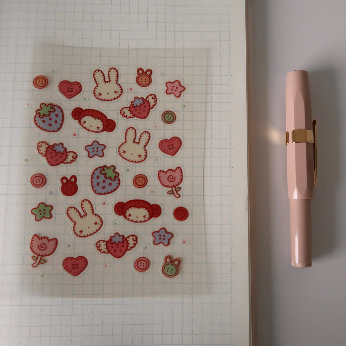 stitched strawberry sticker sheet
