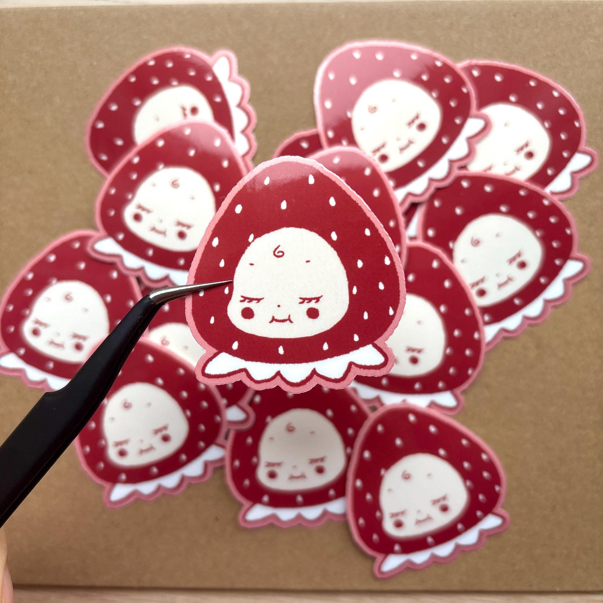 strawberry kewpie vinyl sticker | waterproof, cute sticker, laptop, journal, sonny angel, planners, bujo, kindle