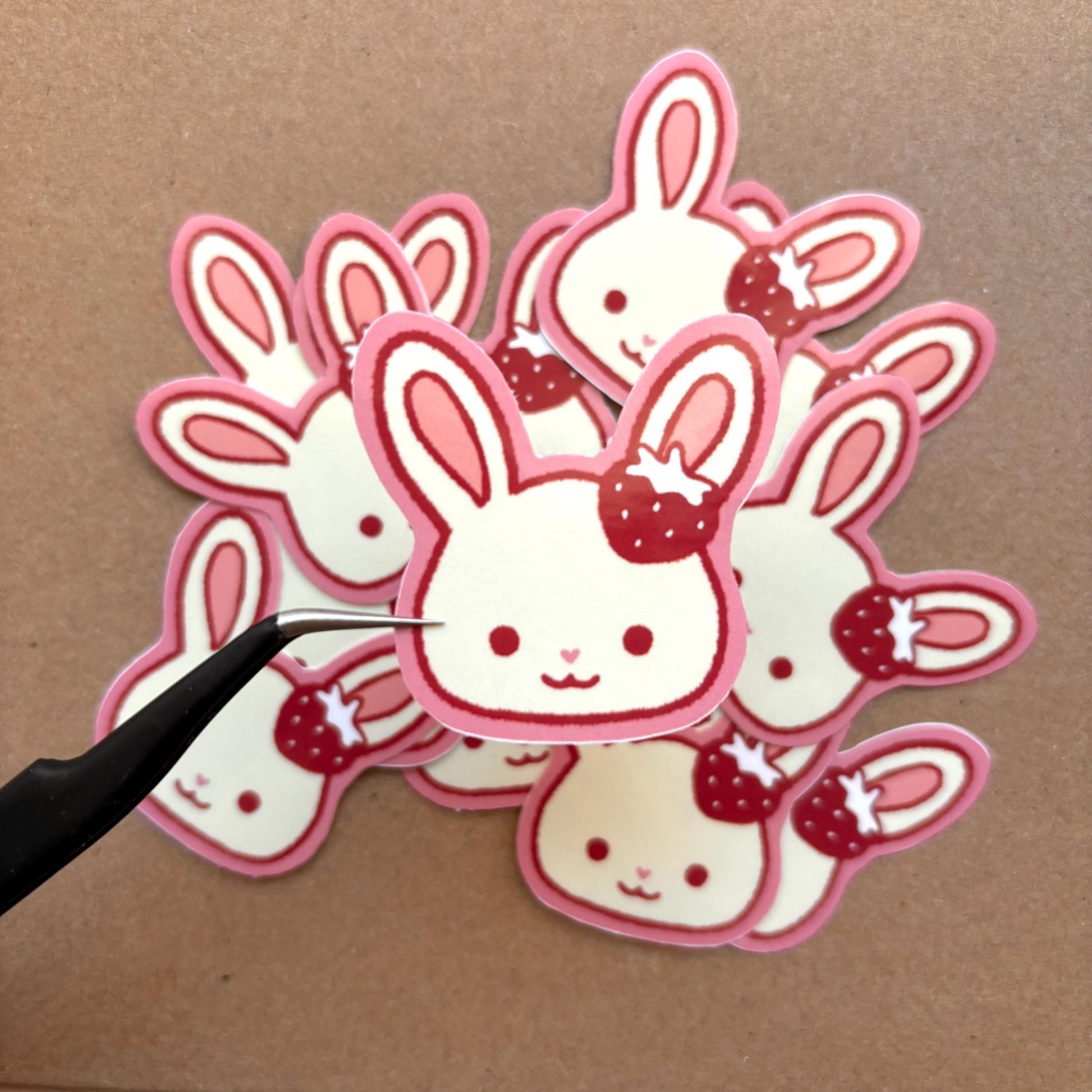 strawberry calico critter vinyl sticker | waterproof, cute stickers, laptop, journal, planners, bujo, phone case, water bottle