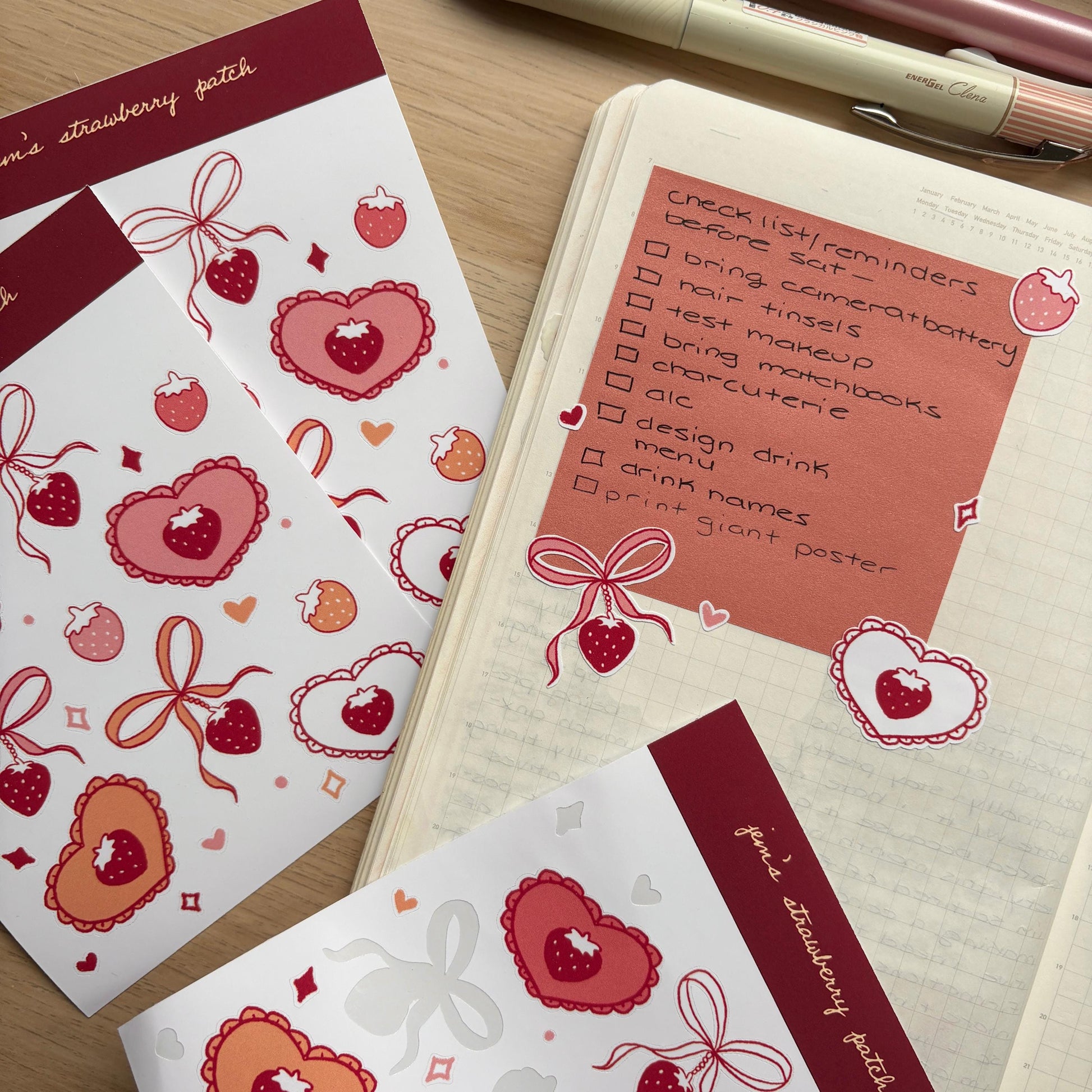 strawberry lover sticker sheet | cute stickers, journal, planners, bujo, scrapbook, valentines day