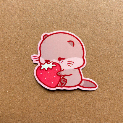 strawberry baby otter vinyl sticker