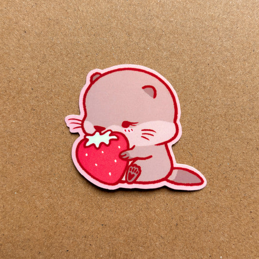 strawberry baby otter vinyl sticker