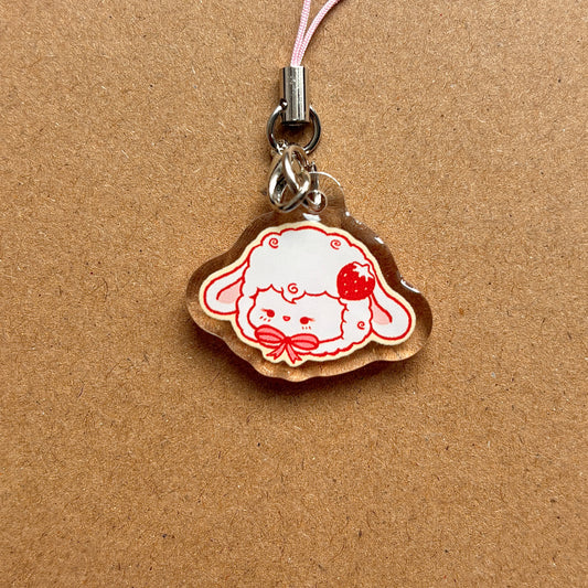 strawberry lamb acrylic phone charm