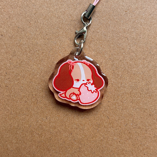 strawberry cavalier acrylic phone charm