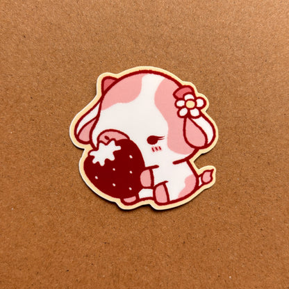 strawberry cow vinyl sticker