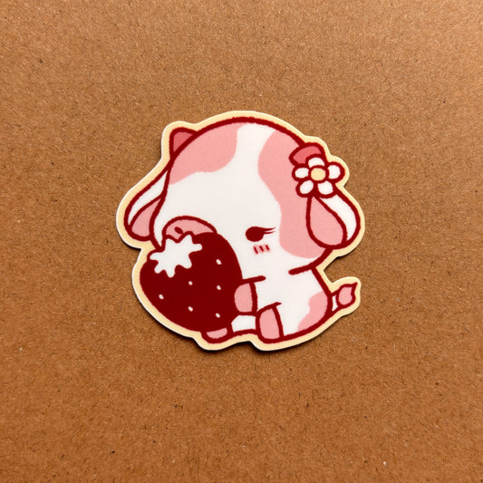 strawberry cow vinyl sticker