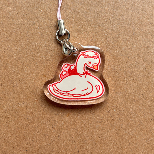 strawberry swan acrylic phone charm