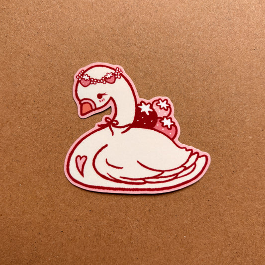 strawberry swan vinyl sticker