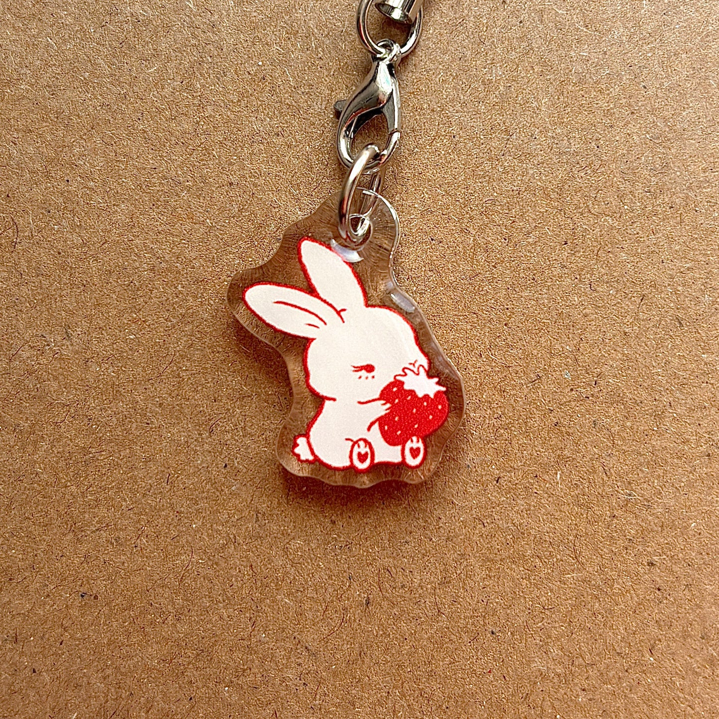 strawberry bunny acrylic phone charm