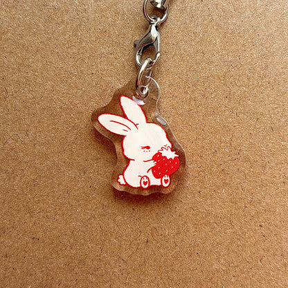 strawberry bunny acrylic phone charm