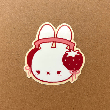 strawberry headphone bunny vinyl sticker
