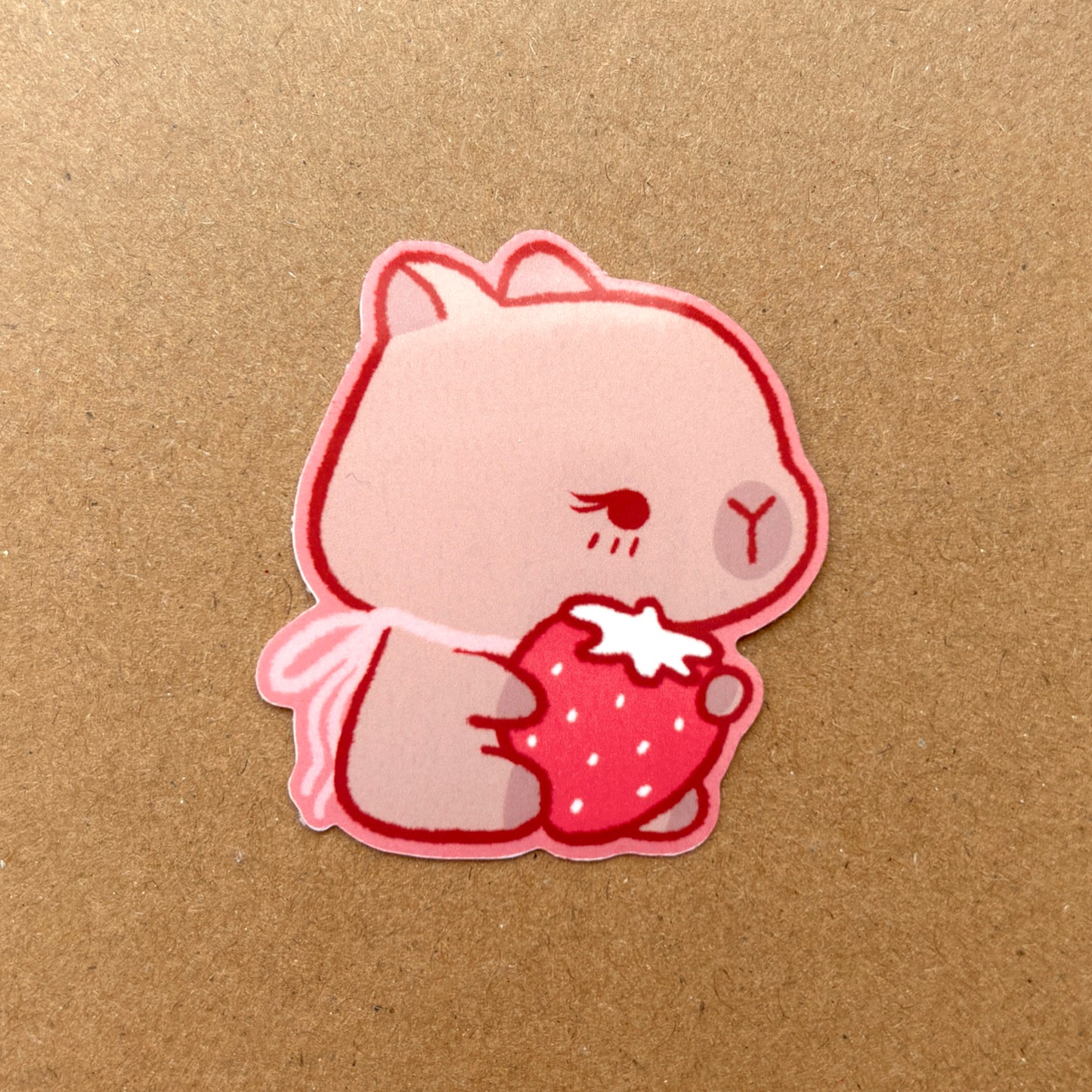 strawberry capybara baby vinyl sticker