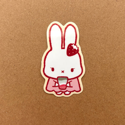 strawberry matcha bunny vinyl sticker