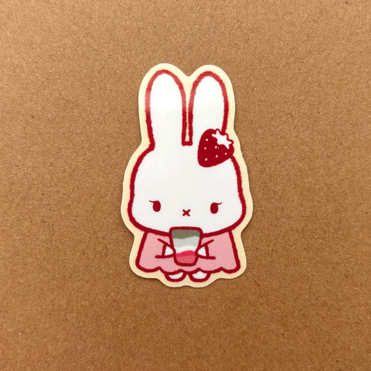strawberry matcha bunny vinyl sticker