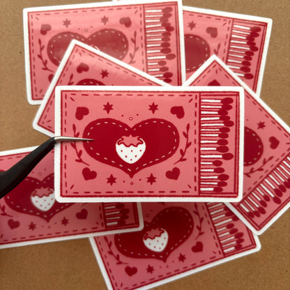 strawberry matchbox vinyl sticker