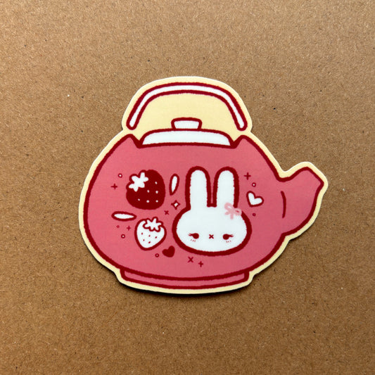 strawberry bunny kyusu teapot vinyl sticker