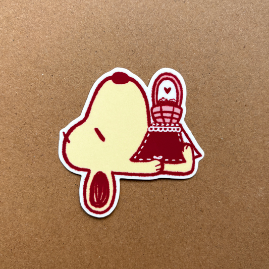 strawberry sleeping book puppy vinyl sticker
