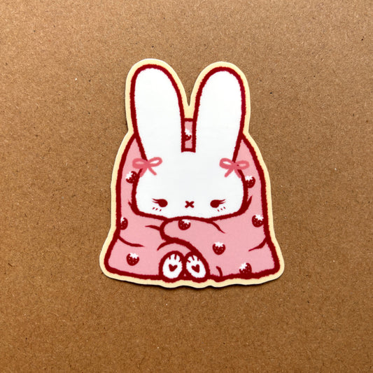 strawberry blanket bunny vinyl sticker