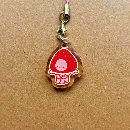 strawberry buddy acrylic phone charm