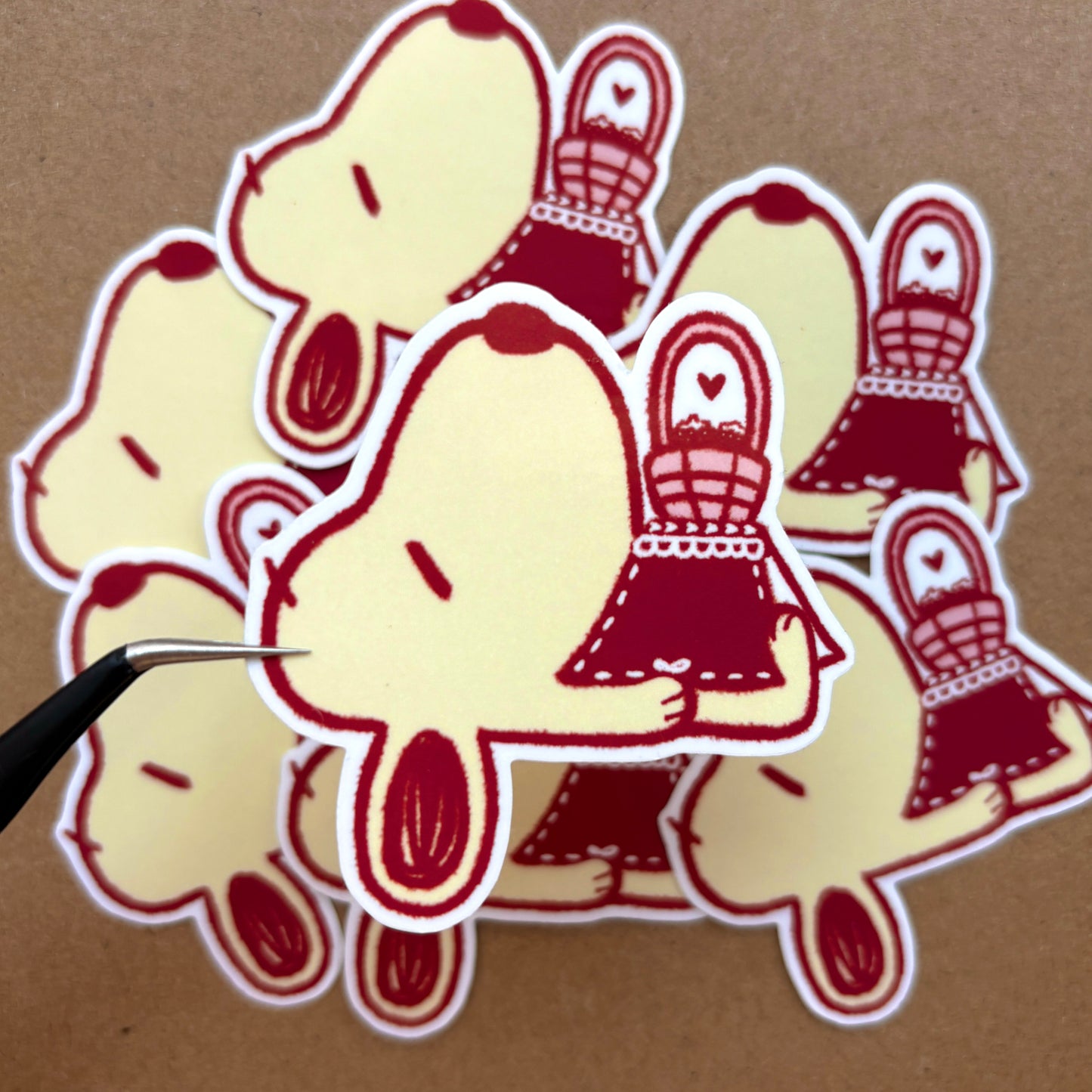 strawberry sleeping book puppy vinyl sticker
