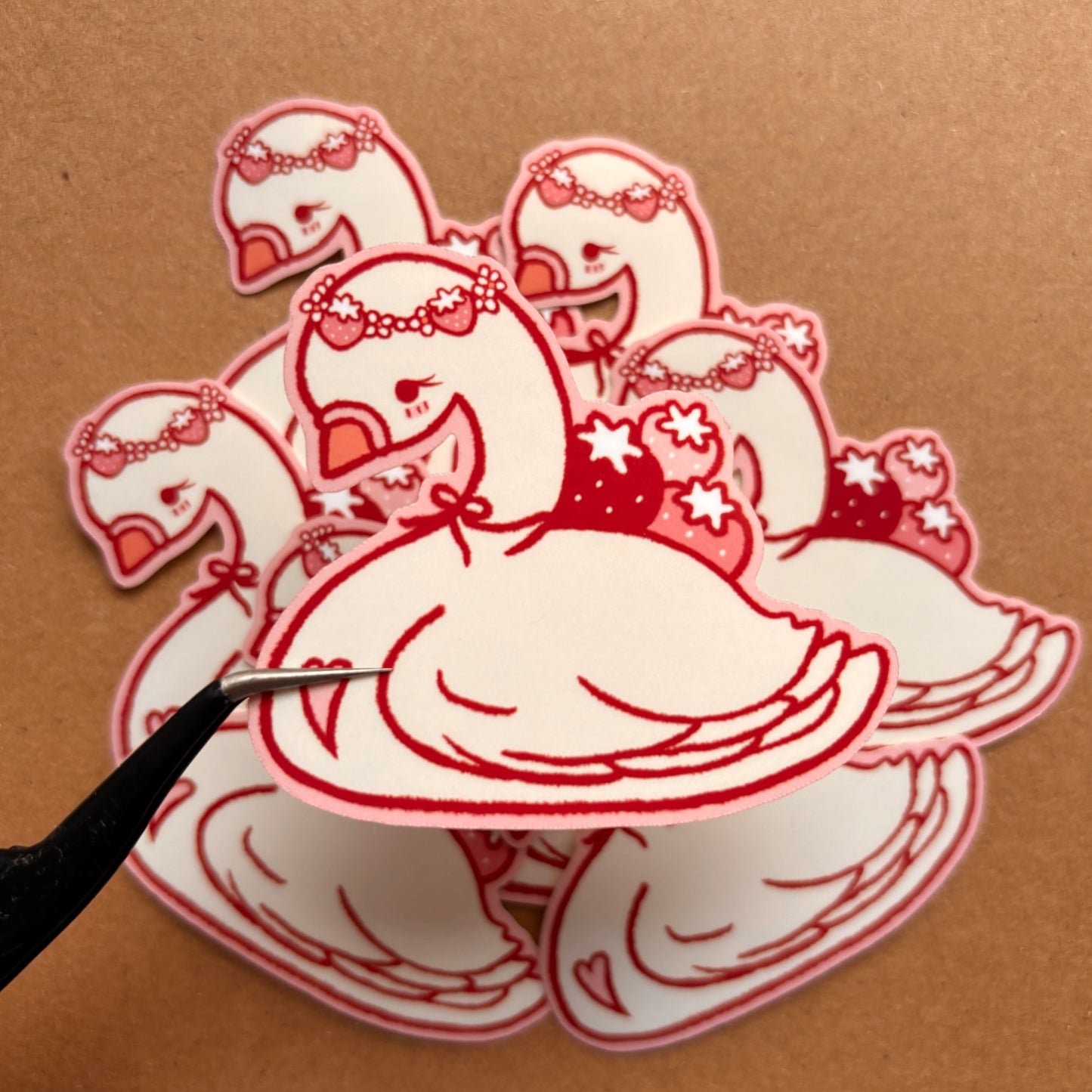 strawberry swan vinyl sticker