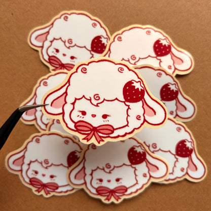 strawberry lamb vinyl sticker