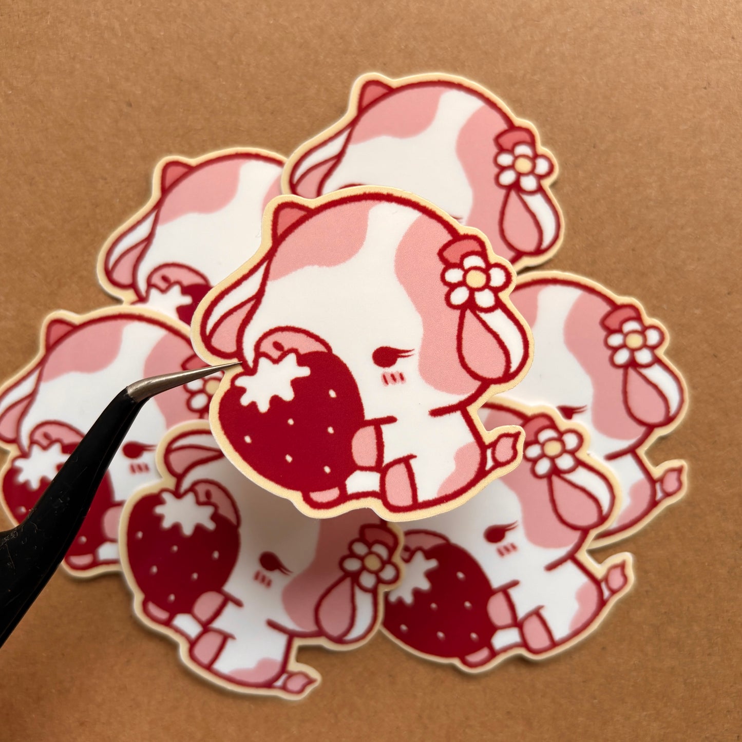 strawberry cow vinyl sticker