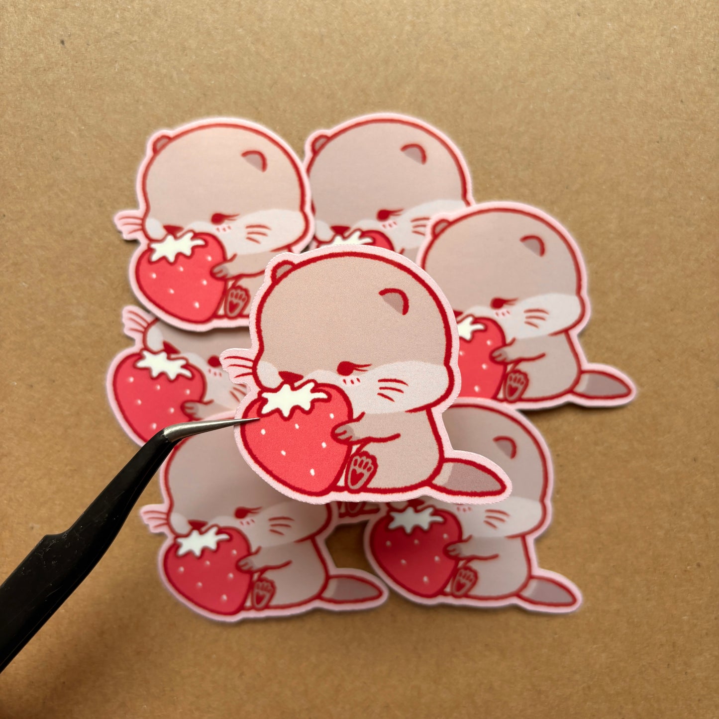 strawberry baby otter vinyl sticker