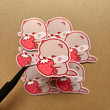 strawberry baby otter vinyl sticker