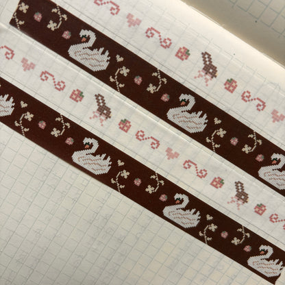strawberry cross-stitch bunny washi tape