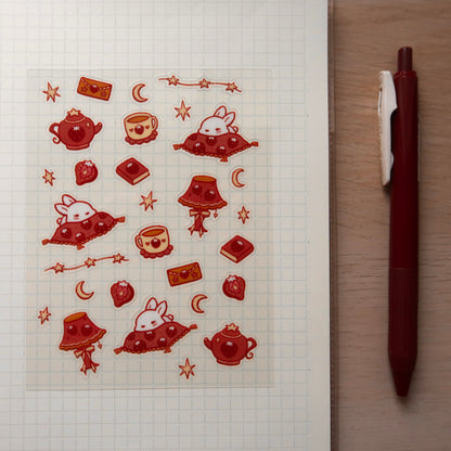 sleepy strawberry sticker sheet