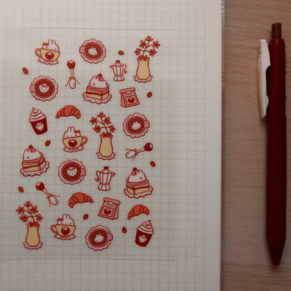 strawberry bunny cafe sticker sheet