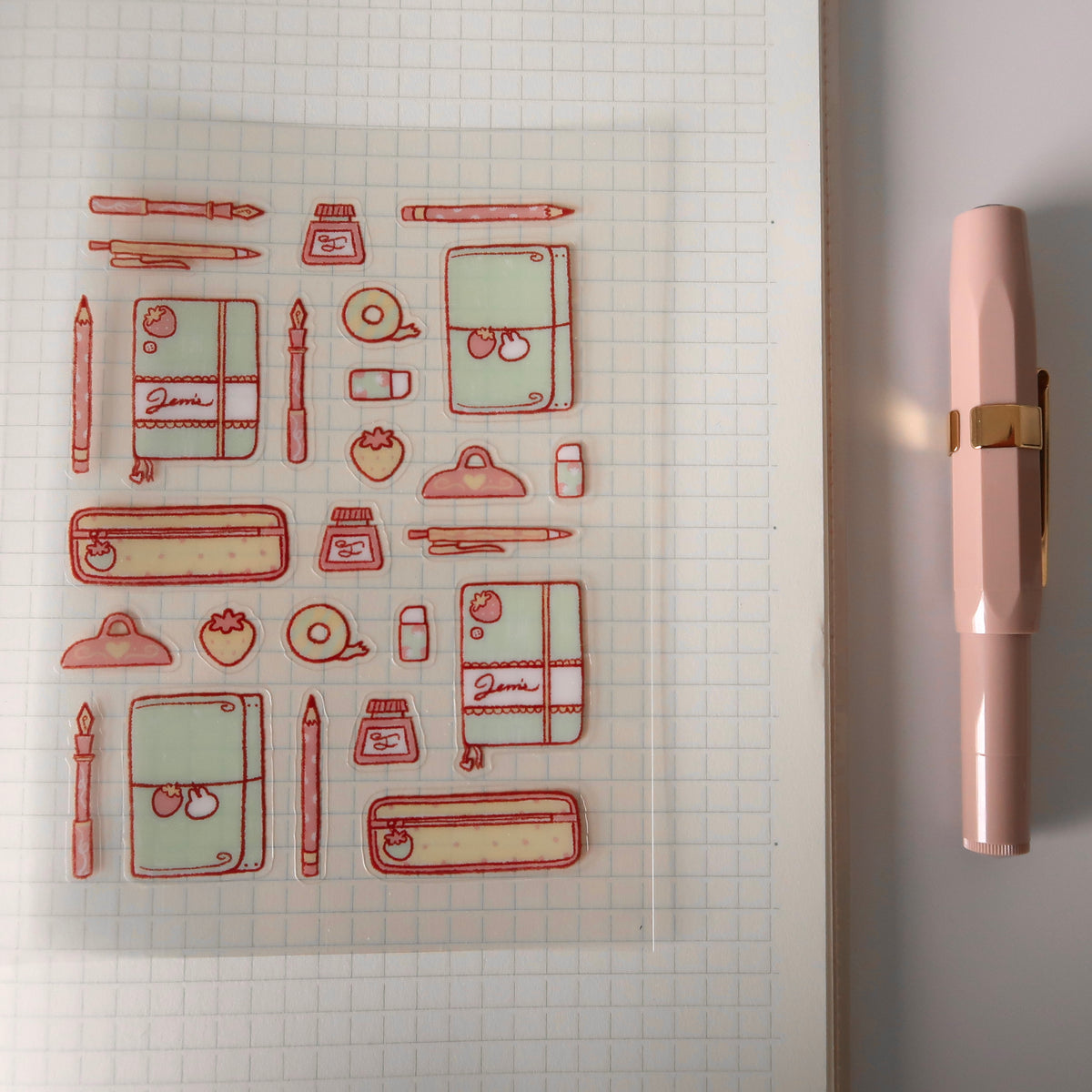 strawberry stationery sticker sheet