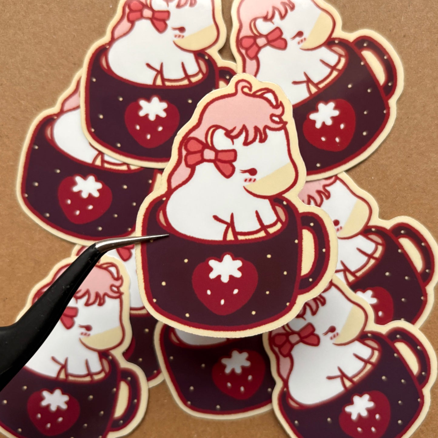 strawberry horse in a mug vinyl sticker