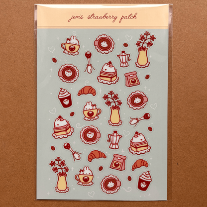 strawberry bunny cafe sticker sheet