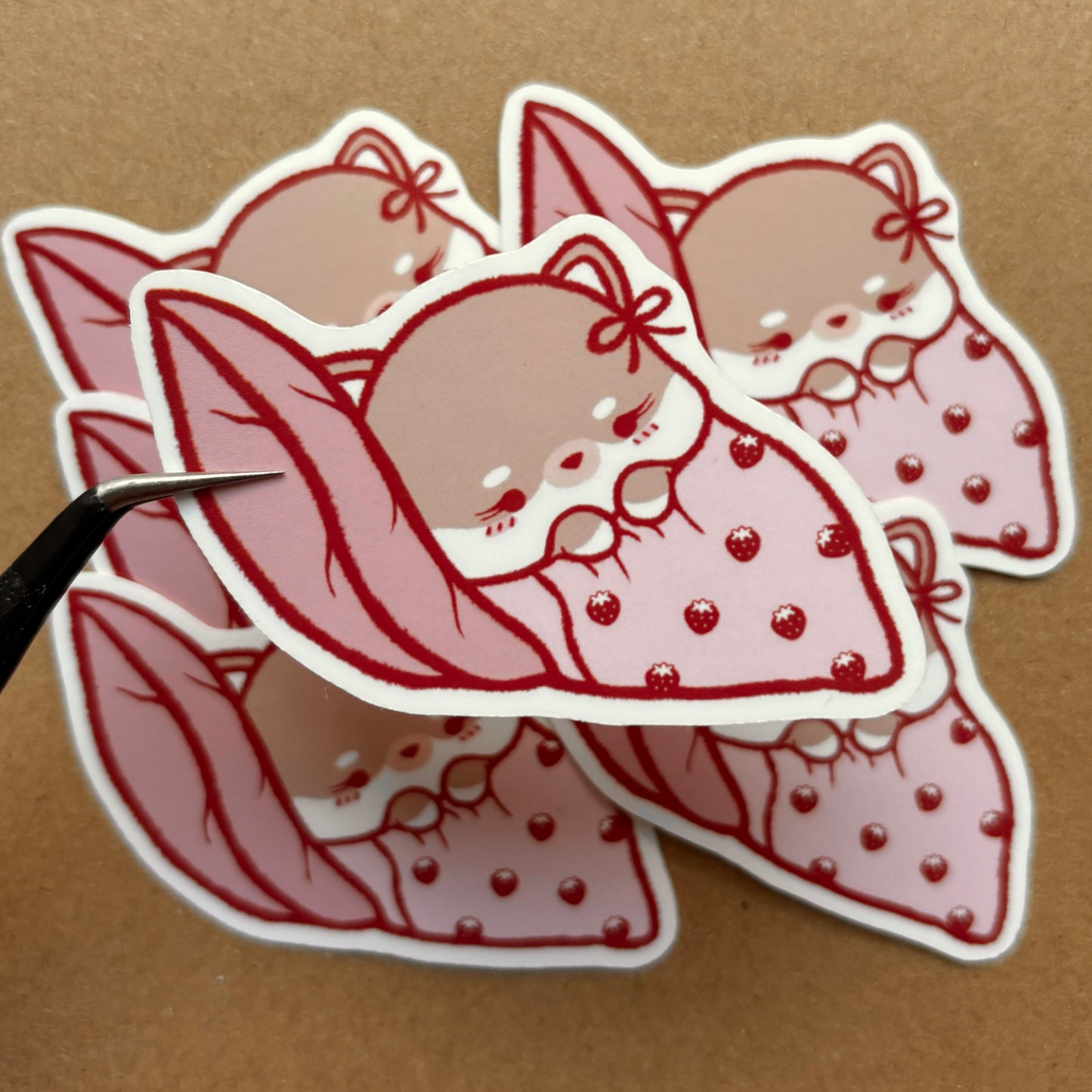strawberry blanket shiba inu vinyl sticker