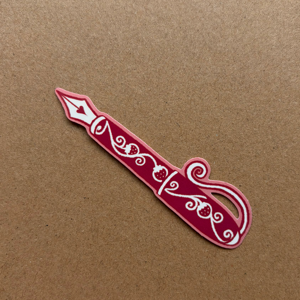 strawberry fountain pen vinyl sticker