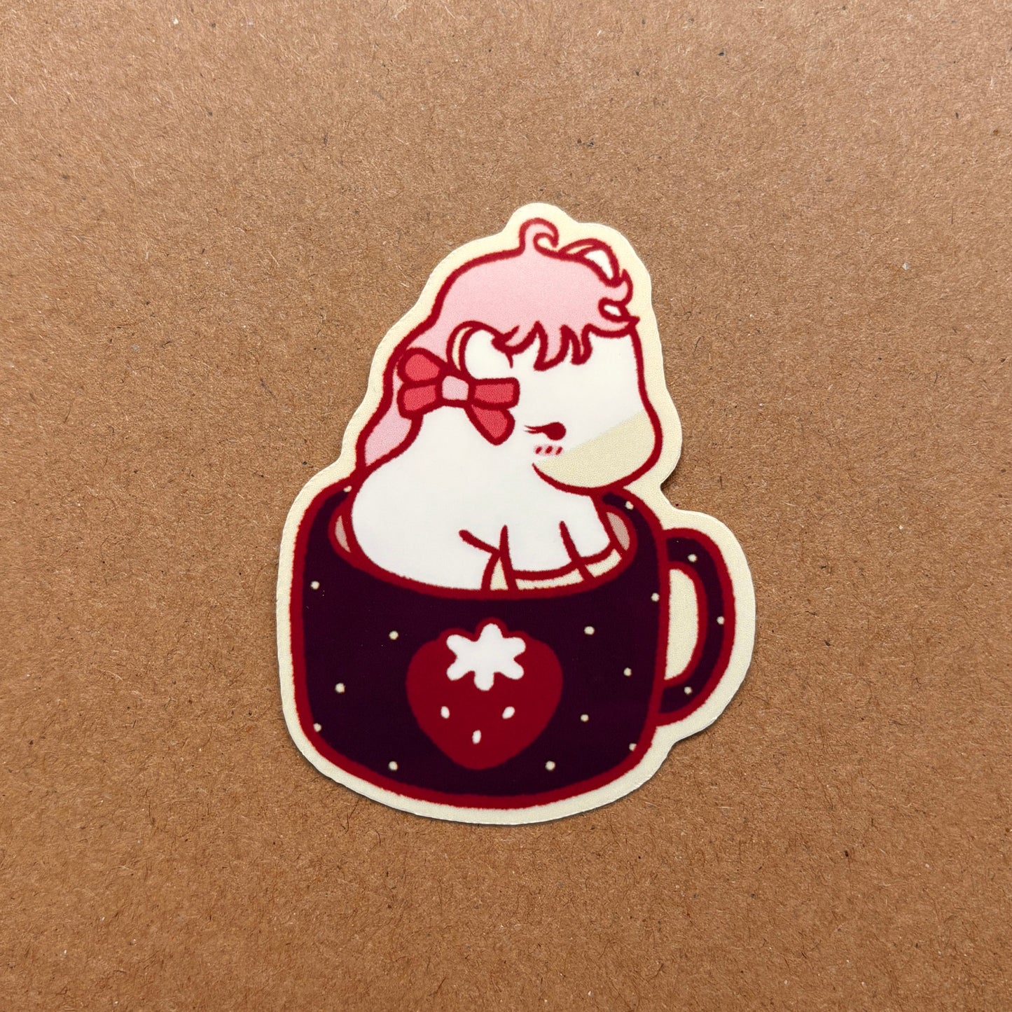 strawberry horse in a mug vinyl sticker