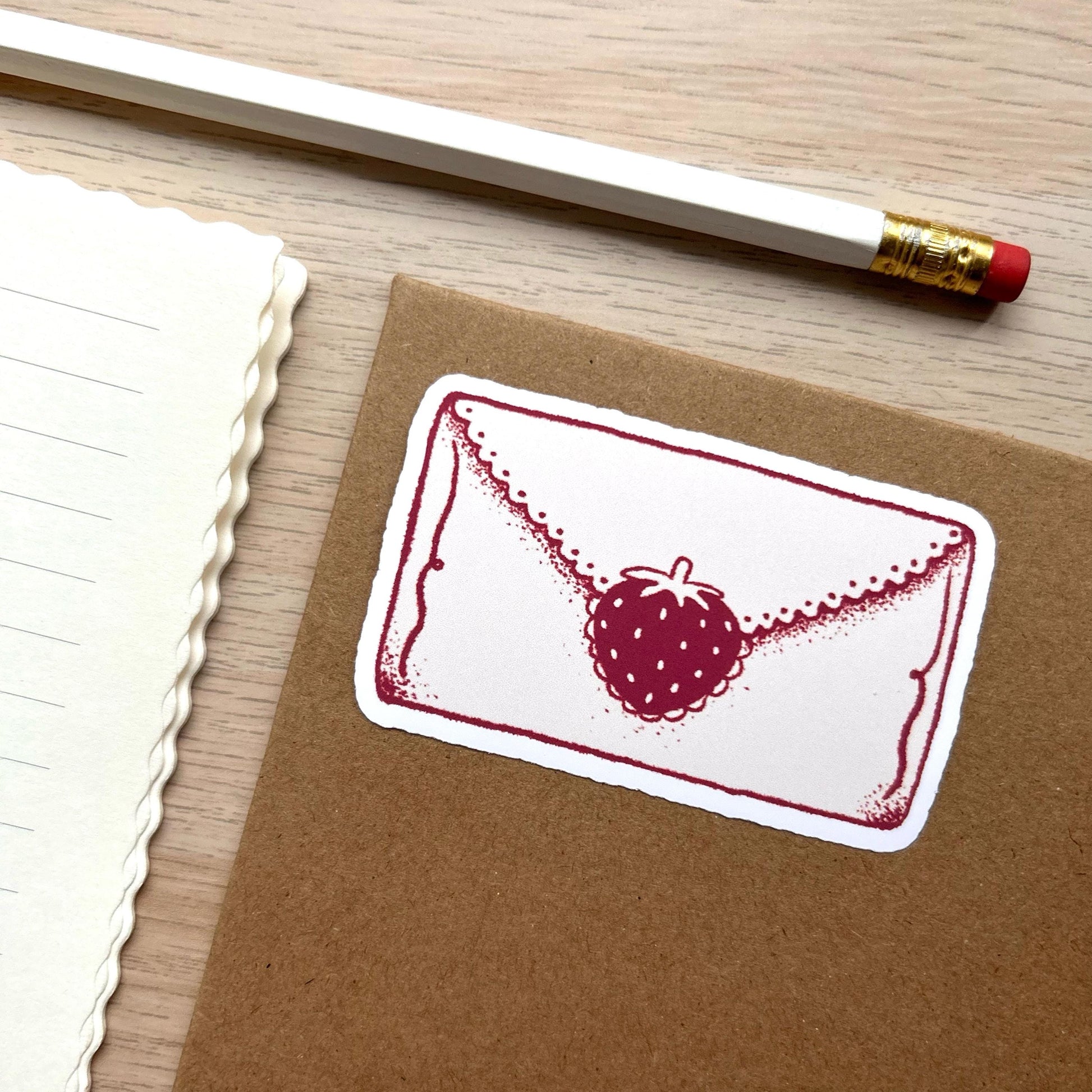 strawberry love letter vinyl sticker | cute sticker, stationery, strawberries, journal, planners, bujo, book