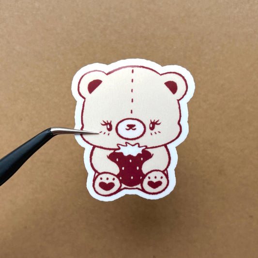 strawberry teddy bear vinyl sticker