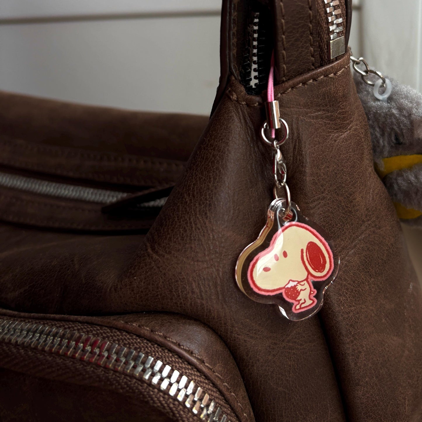 strawberry puppy acrylic phone charm | cute, peanuts, bag, journal, gift