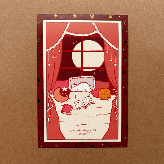 strawberry slumber postcard