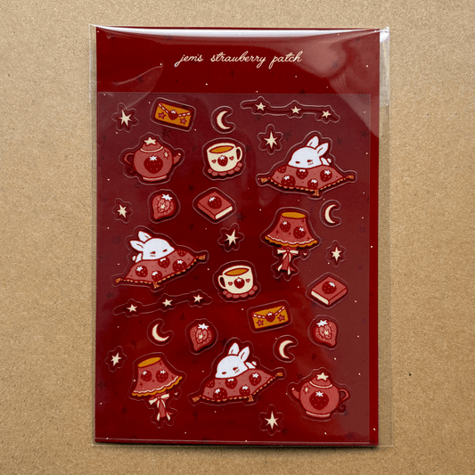sleepy strawberry sticker sheet