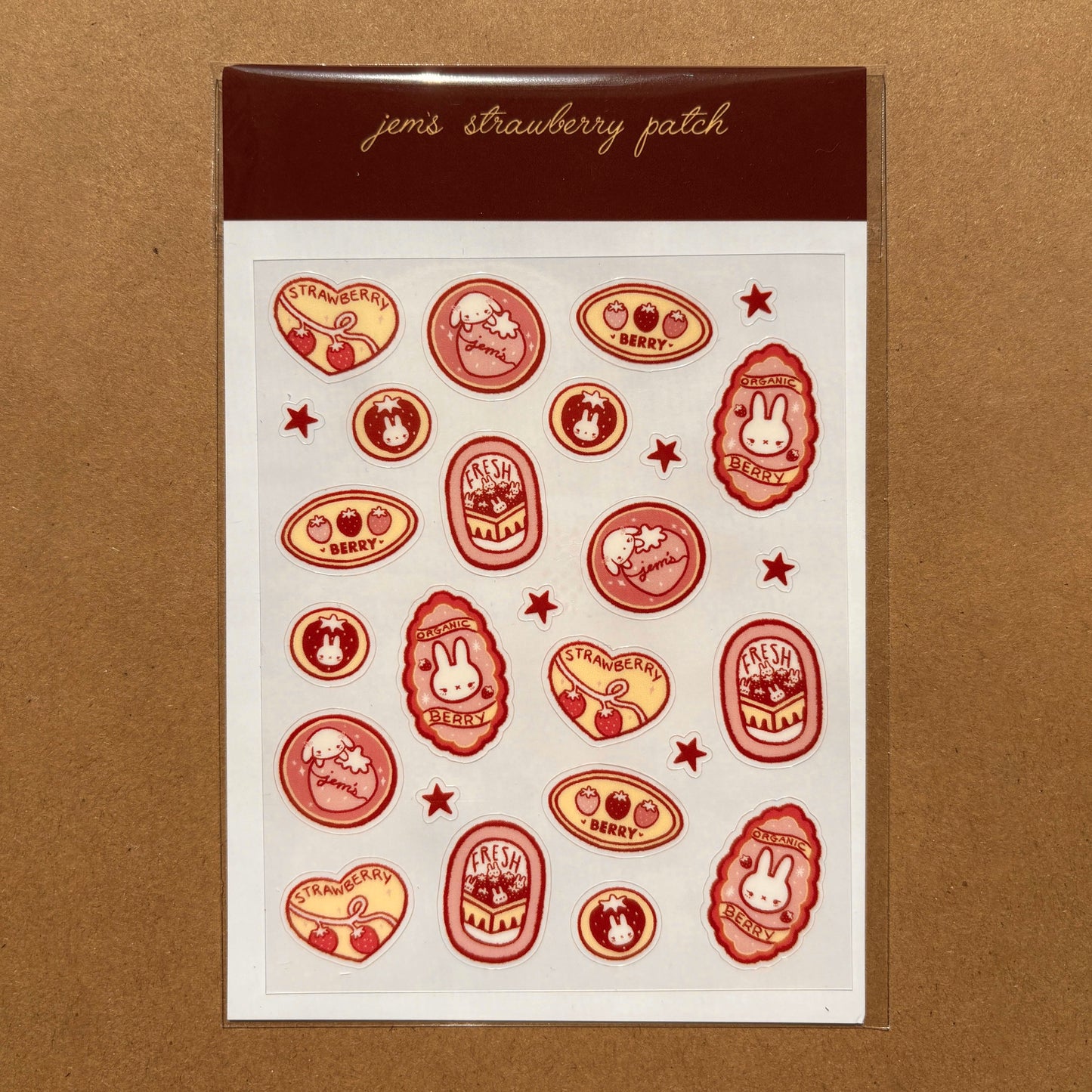 strawberry bunny fruit label sticker sheet