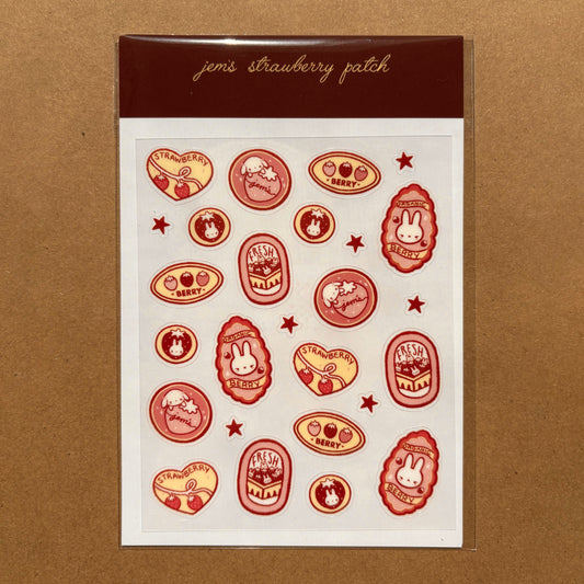 strawberry bunny fruit label sticker sheet